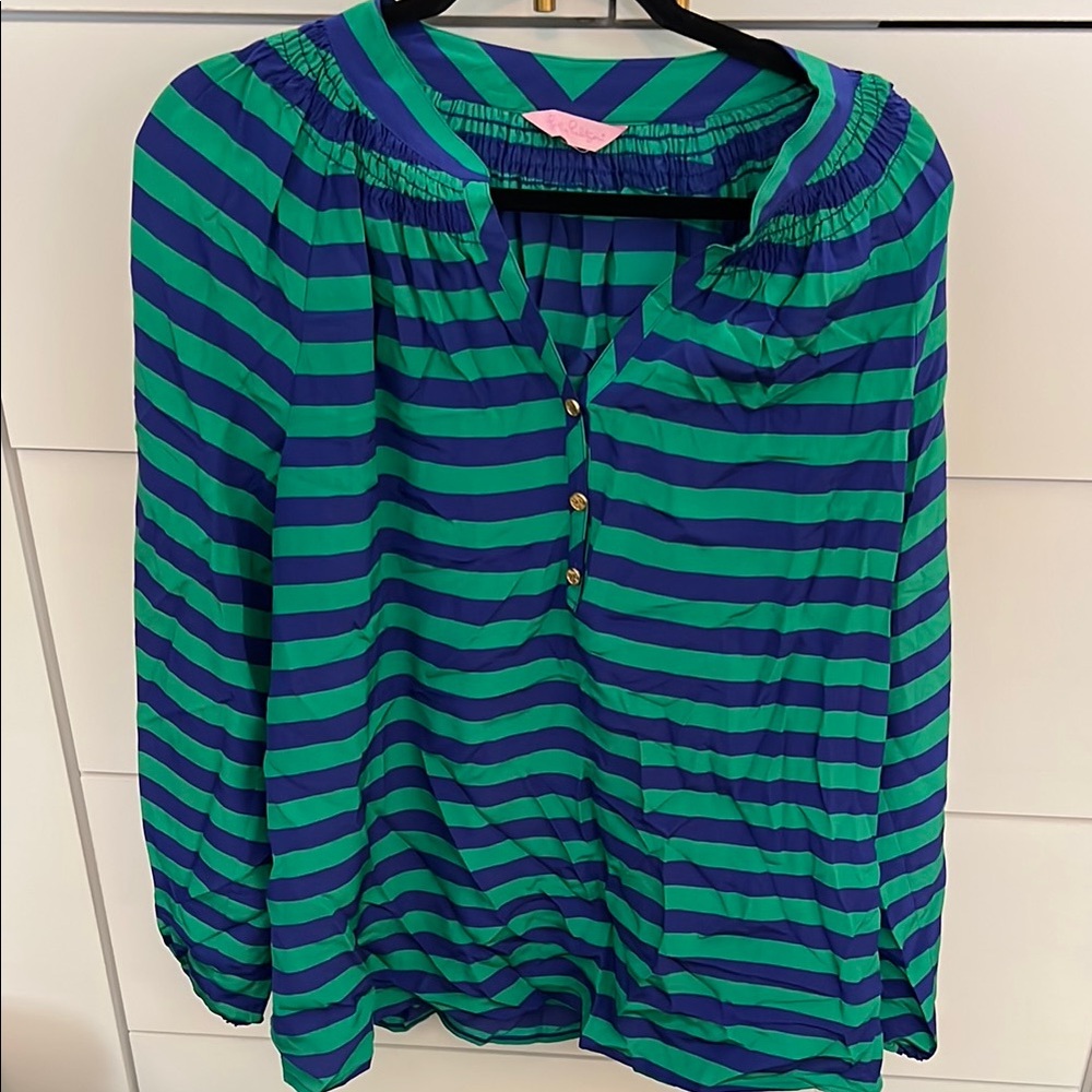 Lilly Pulitzer Vibrant Green and Blue Blouse